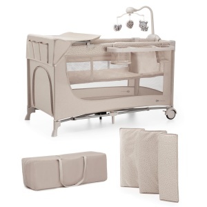 Patut pentru copii Kinderkraft Joy 2, 3-in-1, bej, cu accesorii