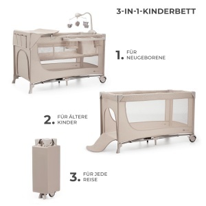 Patut pentru copii Kinderkraft Joy 2, 3-in-1, bej, cu accesorii - Img 11