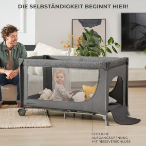 Patut pentru copii Kinderkraft Joy 2 in 1, design modern, gri inchis - Img 5