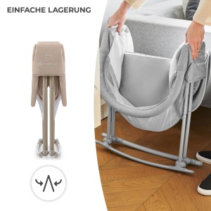 Patut pentru copii Kinderkraft LOVI 3 in 1, Bej, cu functie de leganare, transportabil - Img 5
