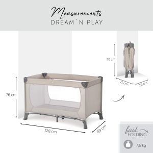 Patut pliabil Hauck Dream N Play Beige compact si usor de transportat - Img 3