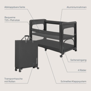 Patut pliabil Lionelo Patty 5-in-1 cu saltea si roti multifunctional ideal de la nastere pana la 15 kg - Img 9