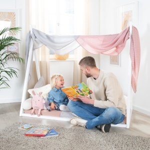 Patut Tipibett Roba 70 x 140 cm - Pat Montessori din Lemn FSC - Alb - Img 4