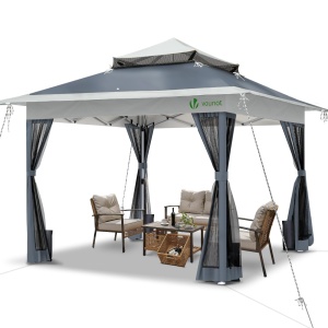 Pavilion pliabil VOUNOT 3.6x3.6m, UV 50, impermeabil, gri