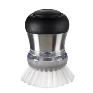 Perie de mana OXO Steel cu dozare sapun, 6.4 cm diametru, 10.2 cm inaltime - Img 1