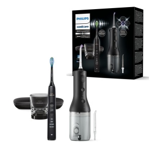 Perie electrica Philips Sonicare DiamondClean 9000 si Power Flosser 3000, negru