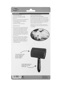 Perie moale pentru ingrijire TRIXIE - peri metalici moi - maner din plastic cauciucat - negru/albastru - 12 x 20 cm - 24133 - Img 3