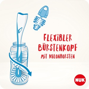 Perie pentru sticle NUK 2 in 1 cu maner ergonomic, pentru sticle si suzete - Img 3
