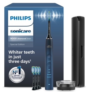 Periuta de dinti electrica Philips Sonicare DiamondClean seria 9000 - periuta de dinti sonica, dinti mai curati si ingrijire orala cu 4 capete de perie C3 Premium Plaque Defense, acvamarin (model HX9911/89)