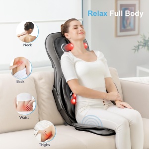 Perna de scaun pentru masaj Shiatsu pentru spate si gat Comfier cu caldura - Tampon de masaj de framantare 2D/3D cu spatar complet si compresa de aer reglabila, Covoras de masaj pentru tot corpul pentru femei, barbati - Img 2