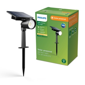 Philips Ashlyn Solar Spot/Lampa de perete pentru exterior, 2700 K, 150 lm, Negru