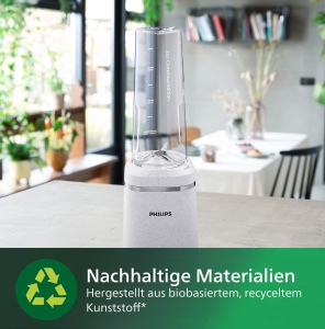Philips Blender - Eco Conscious Edition, 350 wati, tehnologie ProBlend, cupa Tritan Renew(tm), fara BPA, alb matase mat (HR2500/00) - Img 3