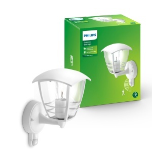 Philips Creek Aplica de Exterior Alba IP44 Aluminiu cu Senzor de Miscare