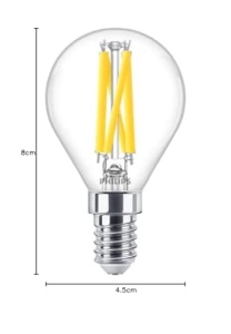 Philips LED Classic E14 40W Lumina Cald Alb Design Transparent - Img 2