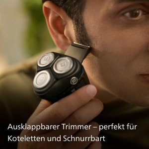 Philips Shaver Series 3000 - Aparat de ras electric umed si uscat pentru barbati in negru, cu tehnologie SkinProtect, aparat de tuns barba pliabil si geanta de calatorie, fara fir (model S3241/12) - Img 6