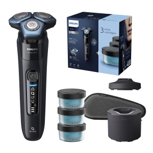 Philips Shaver Series 7000 - Aparat de ras electric pentru barbati cu aparat de tuns pliabil, statie de curatare, 4 cartuse de curatare, statie de incarcare si geanta de calatorie (model S7783/63)