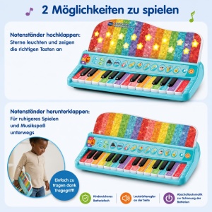 Pian pentru copii VTech Leuchtendes Regenbogenklavier, 25 taste, colorat - Img 5