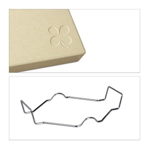 Piatra de copt Relaxdays 3 cm cu suport metalic si spatula din lemn, 38x30 cm - Img 7