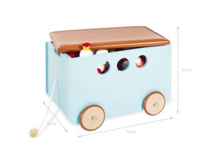 Pinolino Jim Cutie de jucarii cu roti din lemn mint si piele ecologica - Img 2