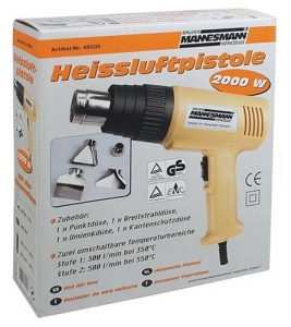 Pistol de aer cald Bruder Mannesmann M49500 2000W 2 trepte de temperatura set 4 accesorii - Img 2