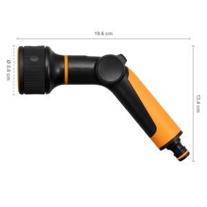 Pistol de stropit Fiskars 1065486 3 functii control debit rezistent la inghet negruportocaliu - Img 2