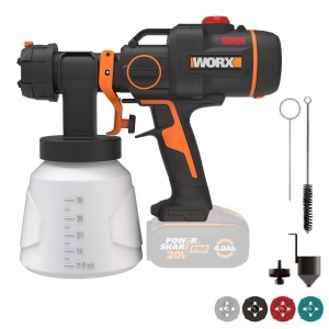 Pistol de vopsit Worx WX020.9 20V cu control al vitezei si 4 duze