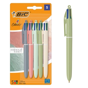Pix BIC 4 Colours Mineral, set 5 culori, 1.0 mm, refillabil