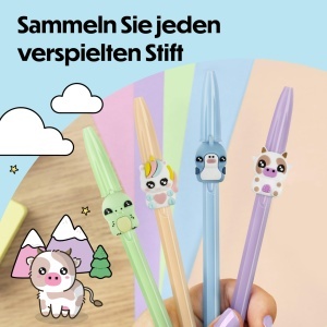 Pix BIC Cristal Pastel Figurines, 5 figurine Kawaii, tinta albastra, pastel - Img 3