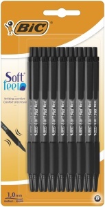 Pix BIC Soft Feel, 1,0 mm, Grip din cauciuc, Negru, 15 bucati
