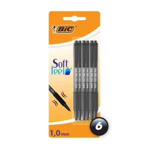 Pix BIC Soft Feel, 1,0 mm, negru, set 6 bucati