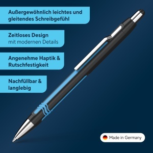 Pix Schneider Epsilon, negru-cyan, design ergonomic, mina extrabreata - Img 2