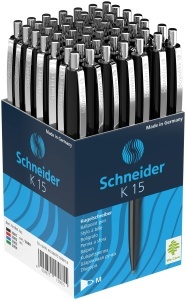 Pix Schneider K15, 50 bucati, negru, cu clip metalic
