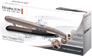 Plac de indreptat parul Remington Wet2Straight Pro (pentru aplicarea umeda si uscata - pentru uscarea si indreptarea parului, sistem exclusiv de ventilatie, senzor de umiditate, afisaj LCD, 140-230degC) Plac de indreptat parul S7970 - Img 2