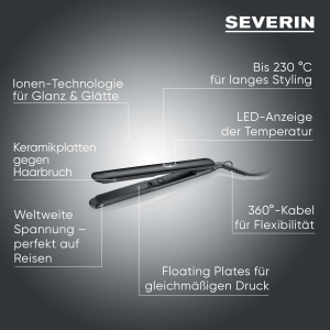 Placa de indreptat parul Severin HG 0622, ceramica, 130-230C, 280 cm - Img 2