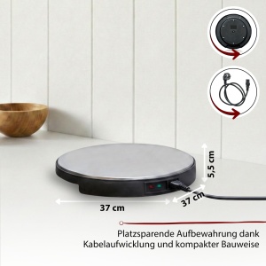 Placa de mentinere a caldurii Cloer 6718, 35 cm, inox, cablu detasabil - Img 5