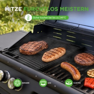 Placa Grill din Fonta NutriChef 45 x 25 cm, Antiaderenta, pentru Inductie si Gaz - Img 8
