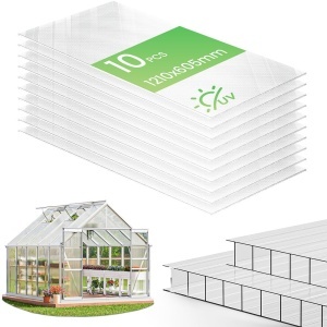 Placi din Polycarbonat VOUNOT 10x 6mm transparente, UV rezistente, 60.5x121cm