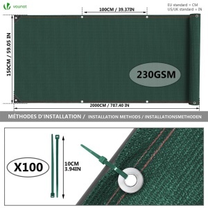Plasa de protectie VOUNOT 1.5x20m, 230 gm, verde, UV-resistenta - Img 2