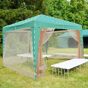 Plasa de tantari Relaxdays pentru foisor de 3 x 3 m, 2 panouri laterale, cu fermoar si velcro, plasa de tantari XL de 12 m, bej - Img 5