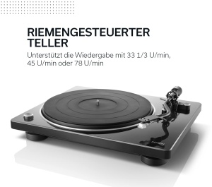 Plattenspieler Denon DP-400, Riemenantrieb, Negru, Integrierat Phono-Preamp - Img 2