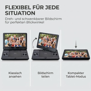 Player DVD portabil Lenco BRP-1150BK, ecran 11.5, acumulator integrat - Img 5