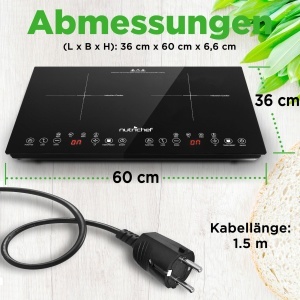 Plita cu inductie NutriChef 2 Placi 1800W Touch Control Timer Siguranta pentru copii - Img 4