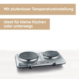 Plita electrica dubla SEVERIN DK 1014 2500W inox reglare temperatura - Img 2