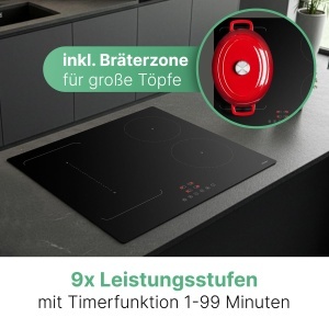 Plita inductie Bomann EBKI 7944, 60 cm, 7200 W, 4 zone de gatit - Img 4