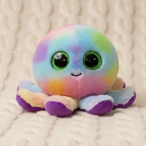 Plus Bubbles TY Beanie Boos, Octopus, 15 cm, Ochii Verzi Stralucitori - Img 5