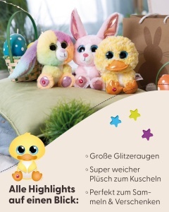 Plus de Jucarie NICI GLUBSCHIS Rata Honey Dee 15cm - Galben, Ochi Stralucitori - Img 5