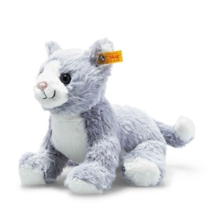 Plush Cat Steiff Cassie Katze 26 cm, Culoare Eisblau, Material Plus Moale