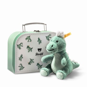 Plush Dinosaur T-Rex Steiff Joshi 16cm Verde-Albastru cu Koffer