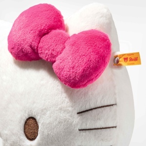 Plush Hello Kitty Steiff 30cm, alb cu outfit roz, jucarie de plus pentru copii - Img 5