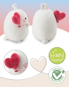 Plush Molang cu Inima 24cm - Jucarie din Plus Alb pentru Copii si Adulti - Img 4